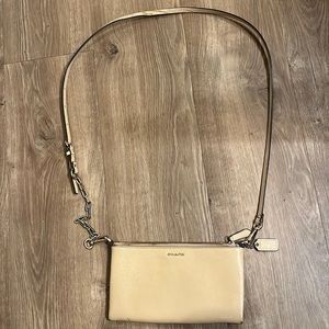 Beige leather Coach cross purse